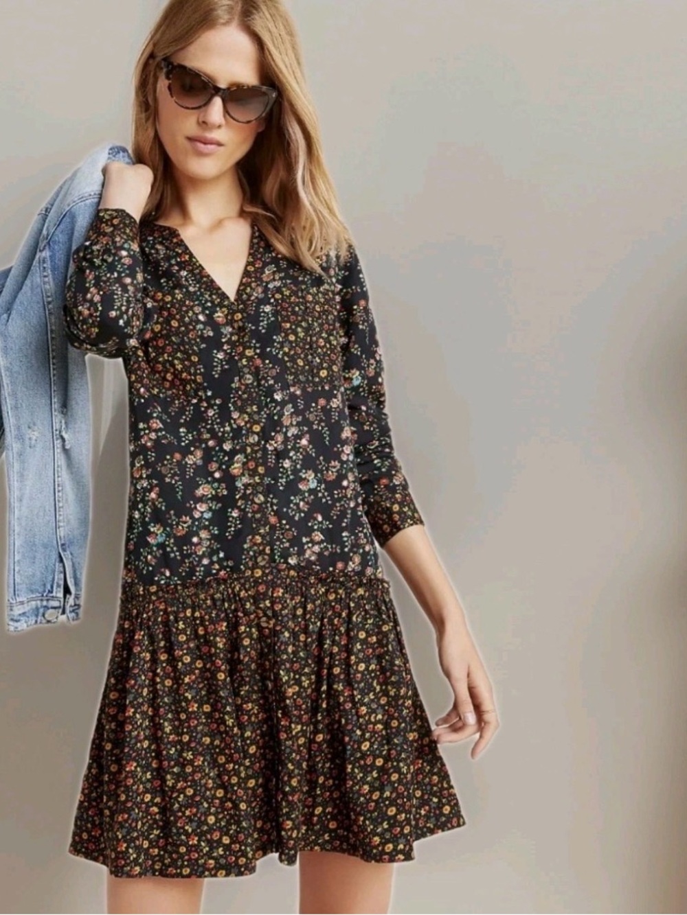 Floral V-Neck shift dress Maeve by Anthropologie